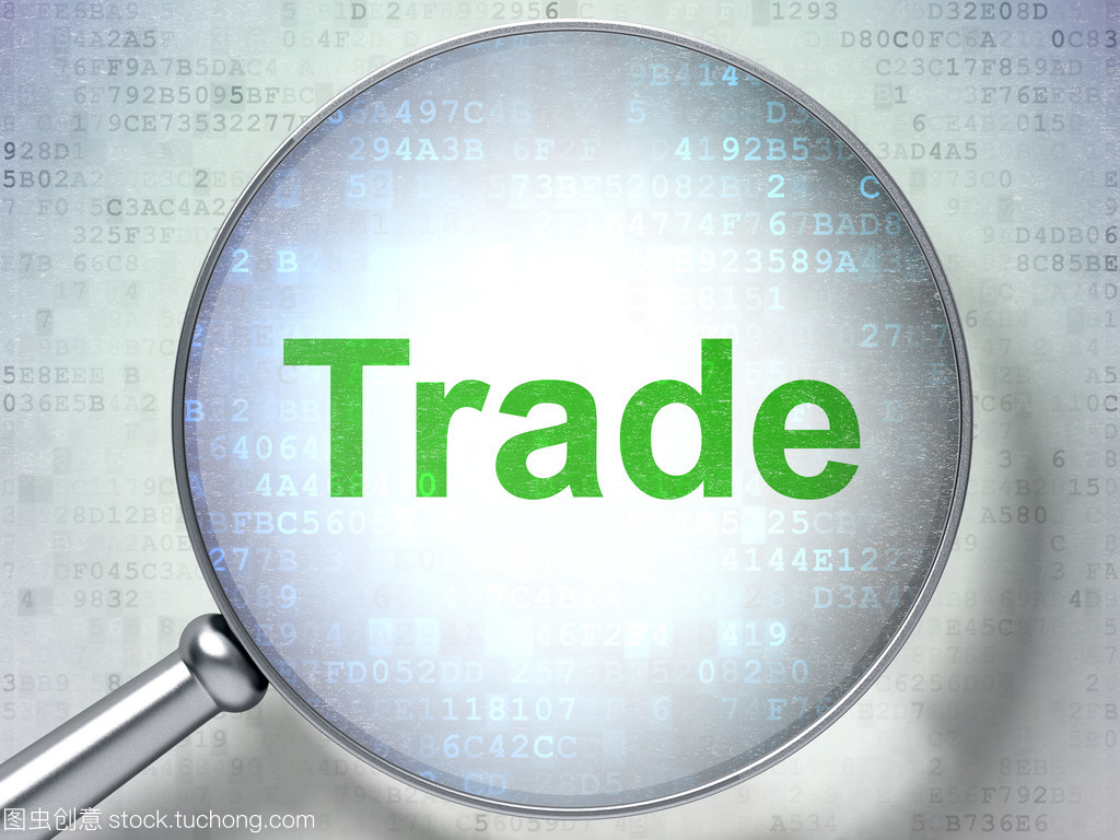 數(shù)字背景上的字貿(mào)易與光學放大鏡